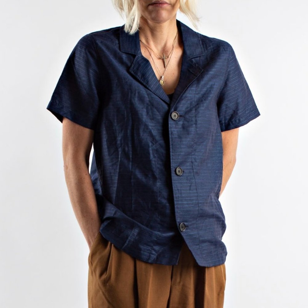 NWOT // Billy Reid Short Sleeve Blouse // Navy // Size XS